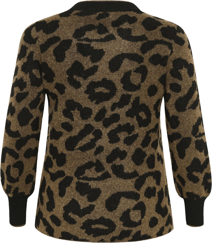 Kaffe Curve KCvilma Knit Pullover Brown/black animal pattern
