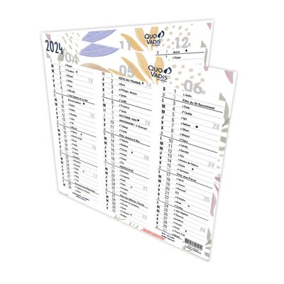 Quo Vadis Exotique - Calendrier origami 3 mois par face - 18 x 36 cm