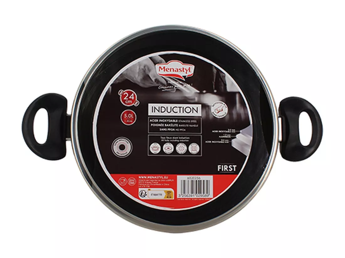 Menastyl - Faitout First 24cm En Acier Inoxydable Avec Couvercle
