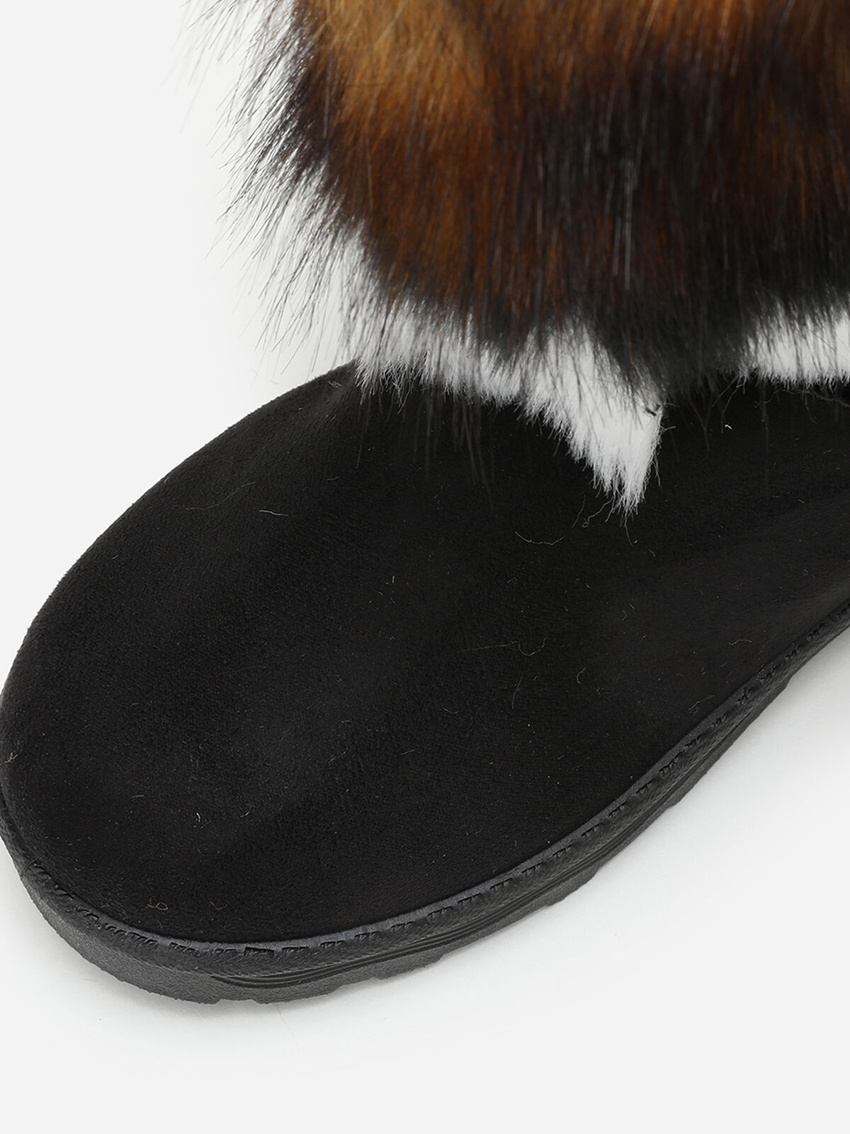 Bottines avec tige effet fourré- Noir