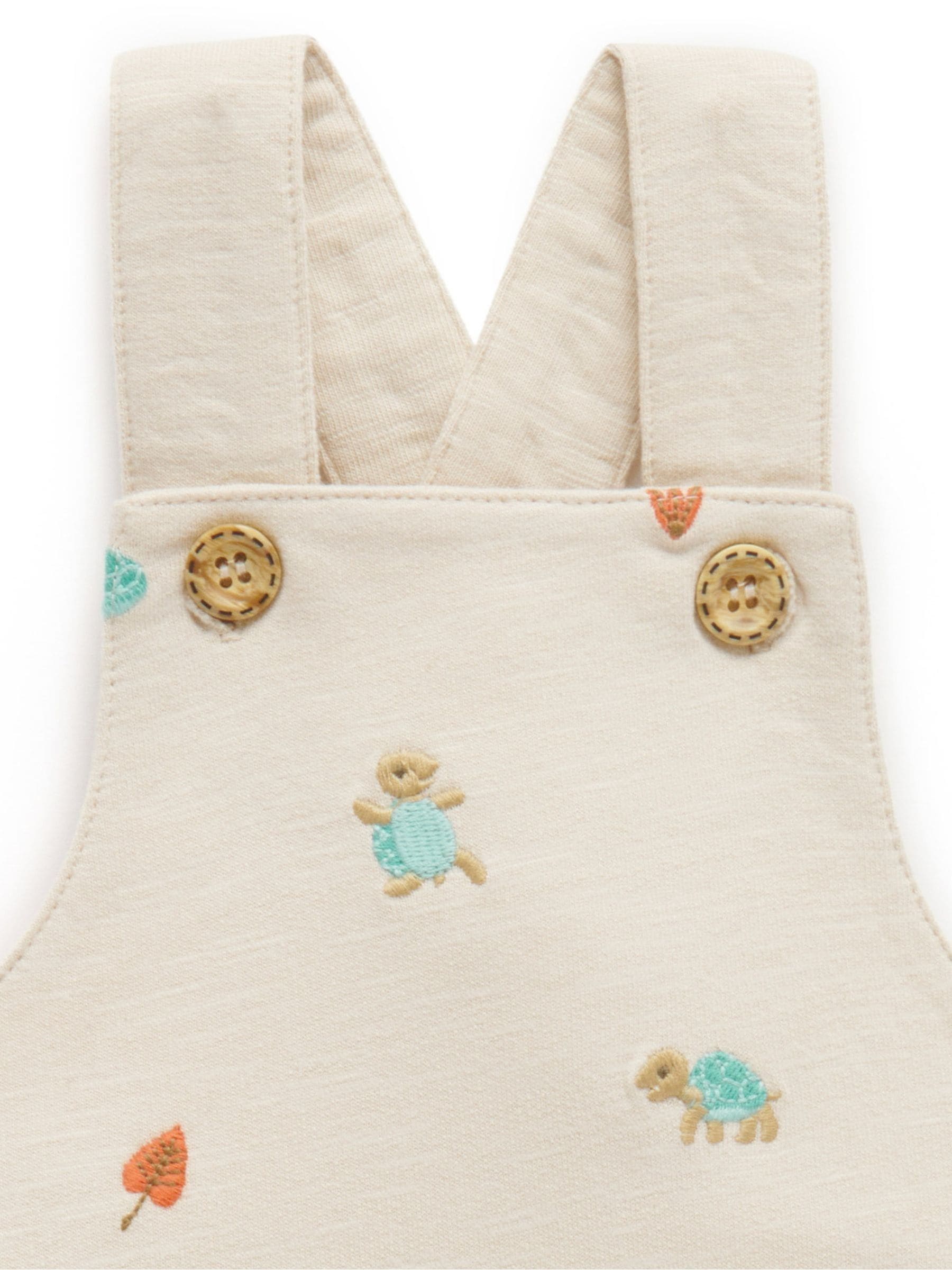 Purebaby geborduurde schildpad 100% katoenen tuinbroek