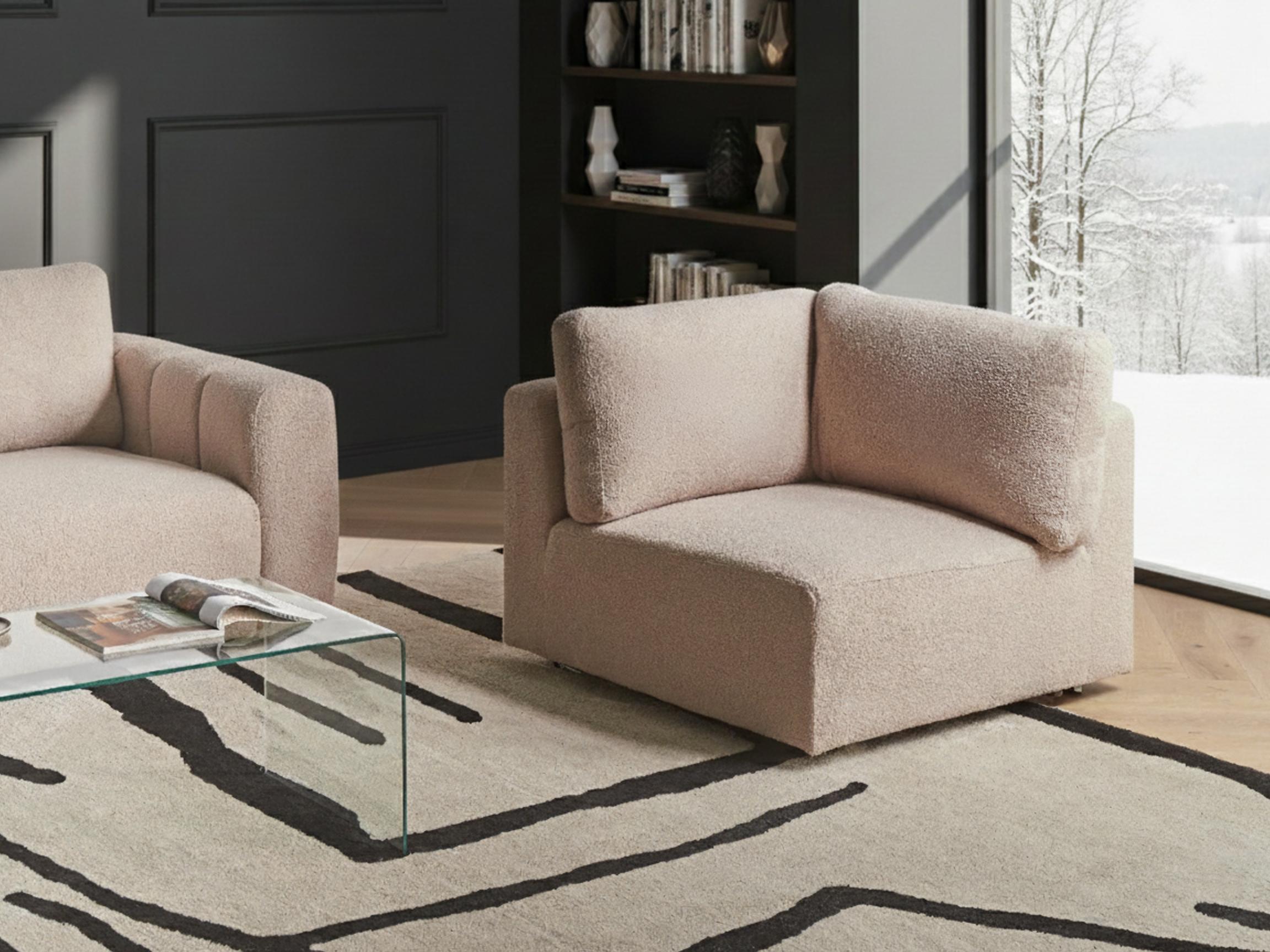 Hoekmodule KIVVIK Bouclé Beige rechtszijdig