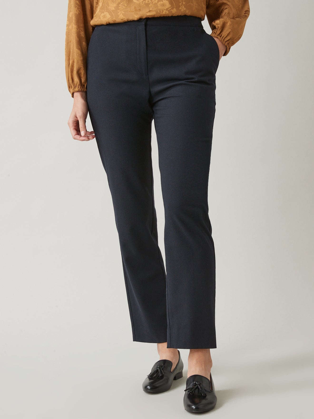 Pantalon cigarette élastiqué dos lainage femme Léa