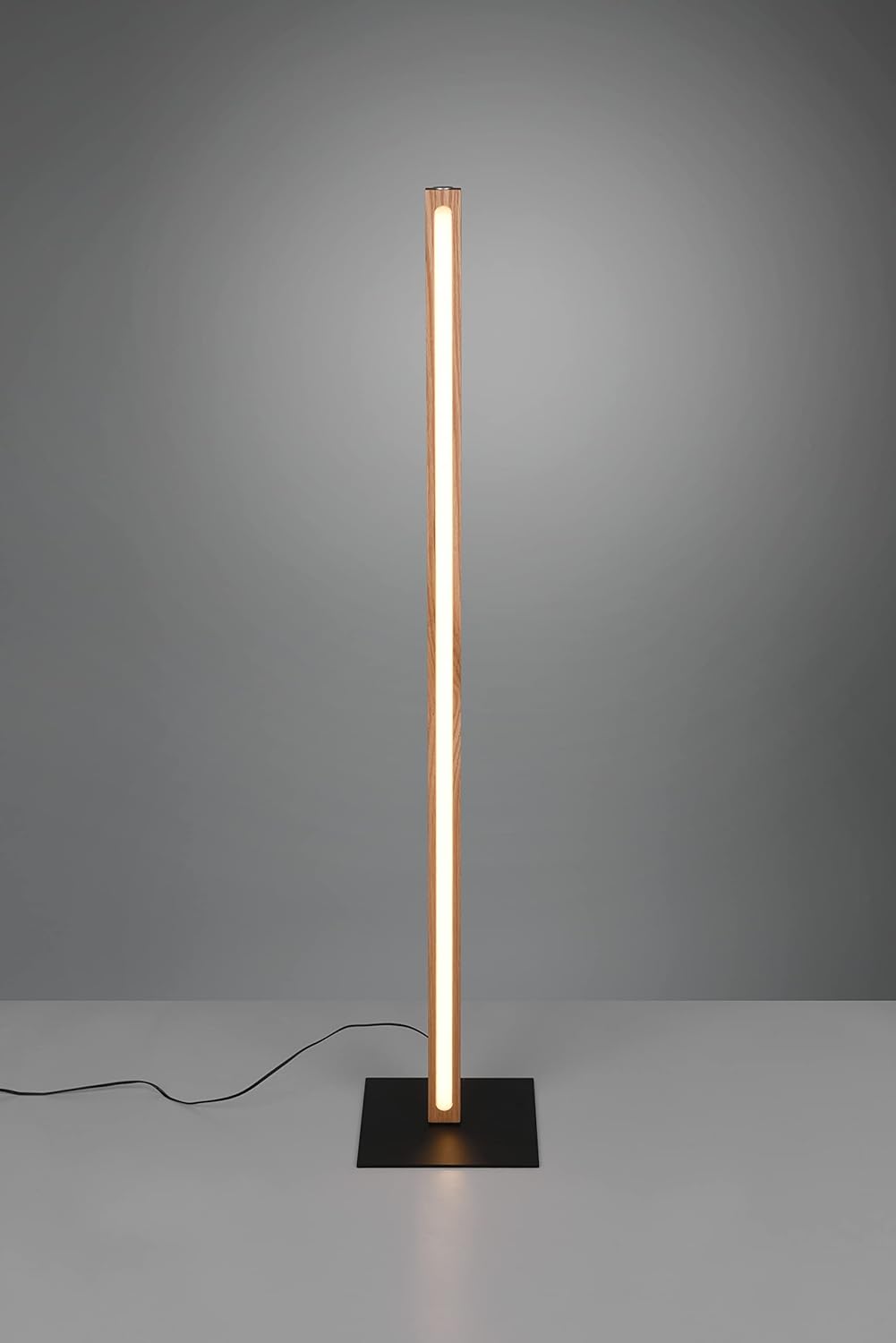 Trio Leuchten LED Stehleuchte Bellari 426410130, Holz natur, Metall Schwarz matt, inklusiv 20 Watt LED, Touch Dimmer, Naturbelassen