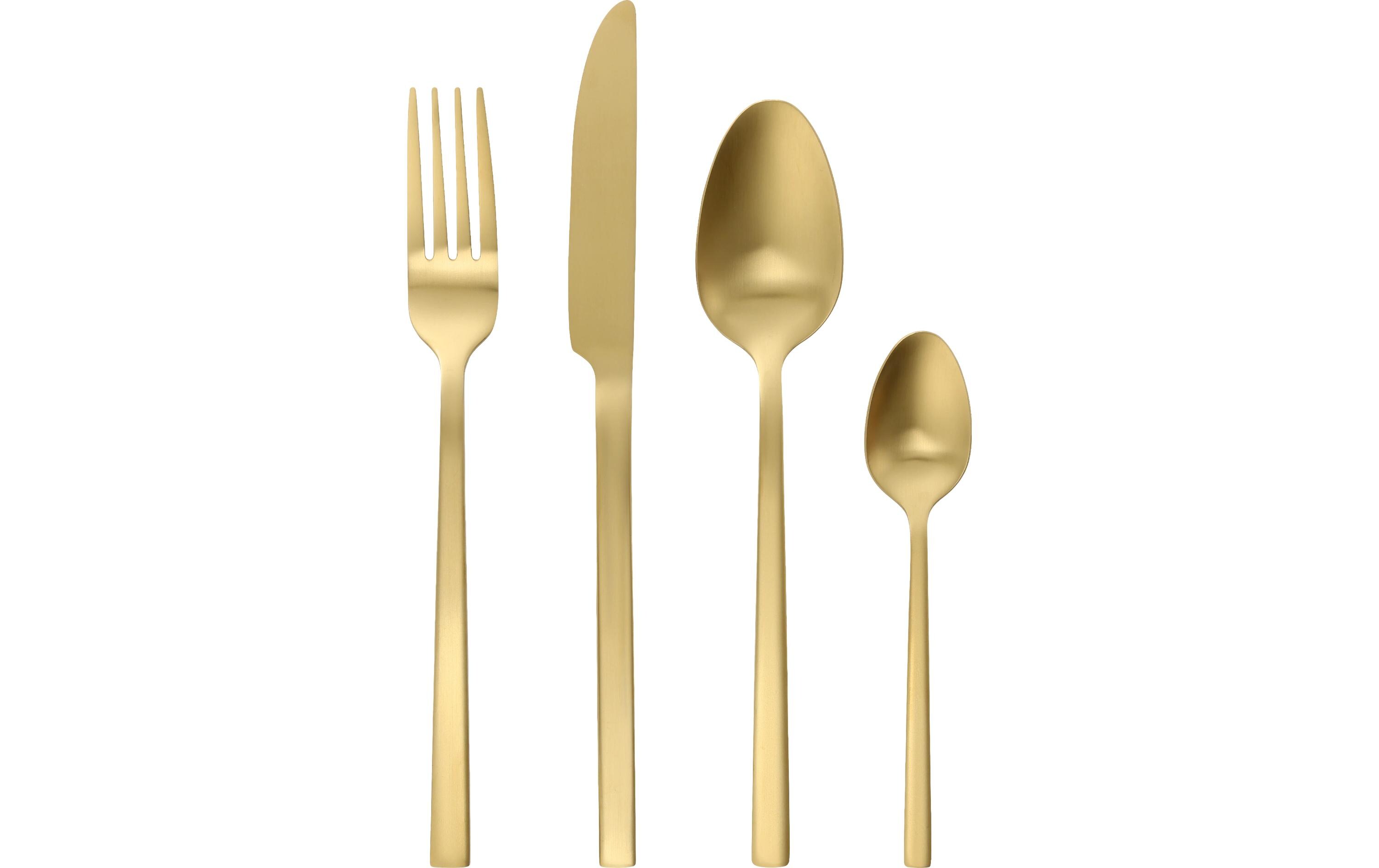 Besteck-Set Beloha 16-teilig, Gold MattGlänzendes Besteckset in Gold für luxuriöse Mahlzeiten