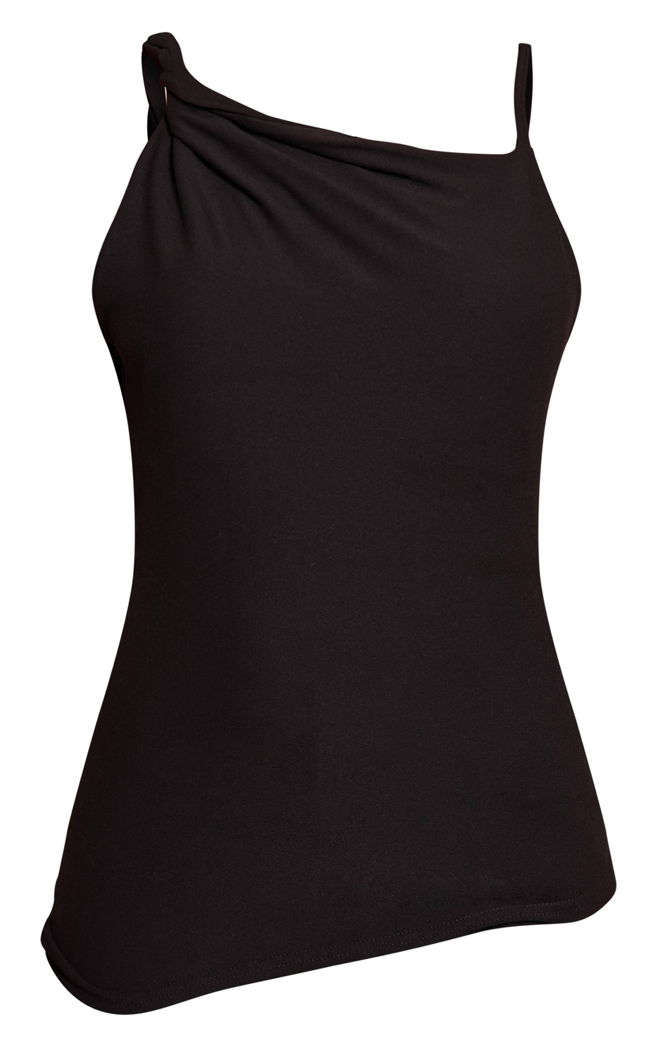 Noir Haut À Bretelle Asymétrique Toucher Doux
