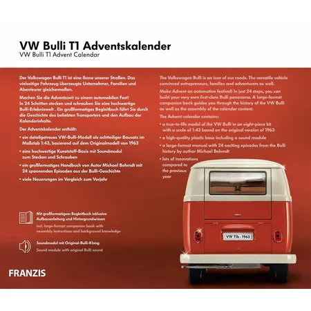Franzis Adventskalender VW-Bulli T1 rot 2020