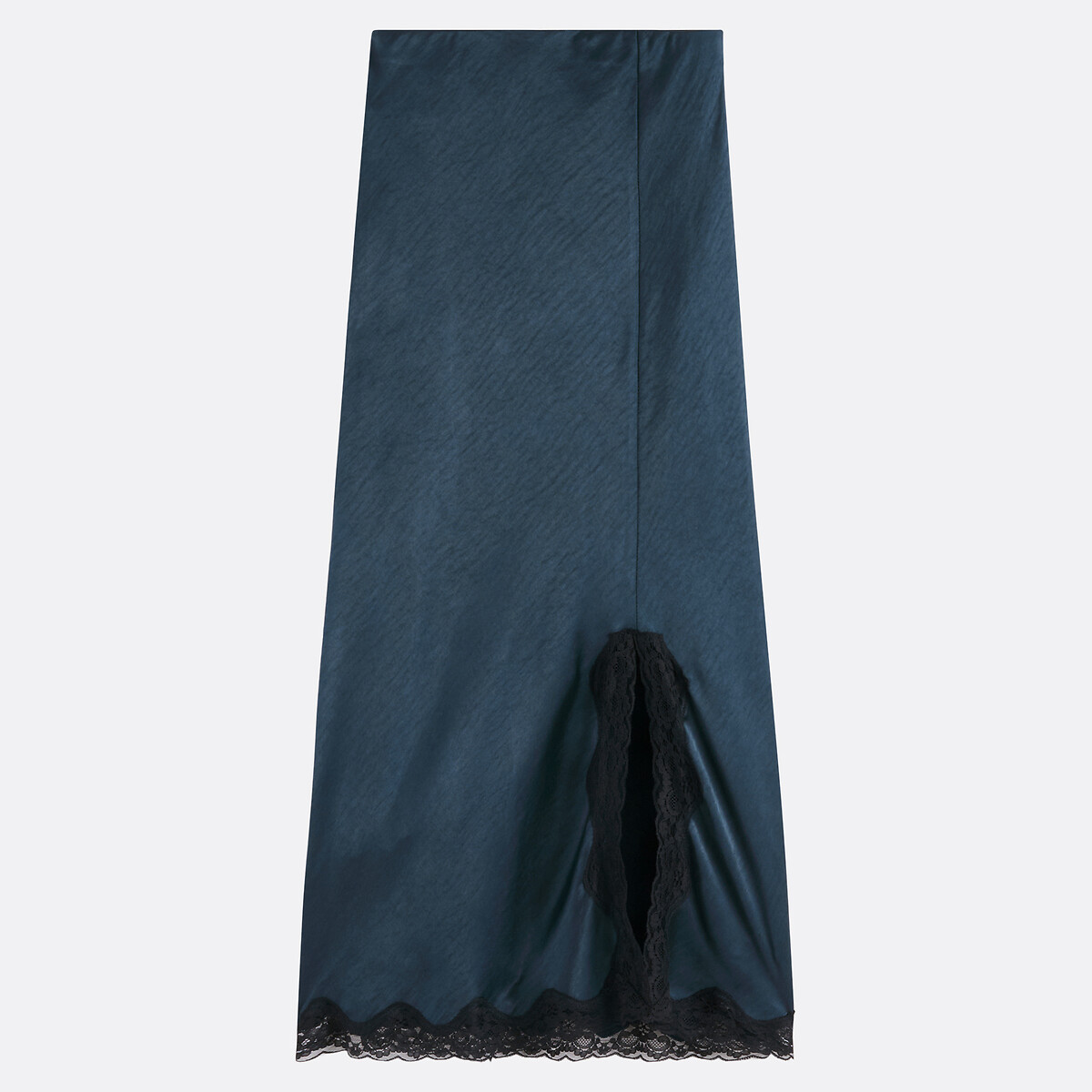 COLEÇÃO LA REDOUTE<br>Saia reta de cetim com detalhe em renda