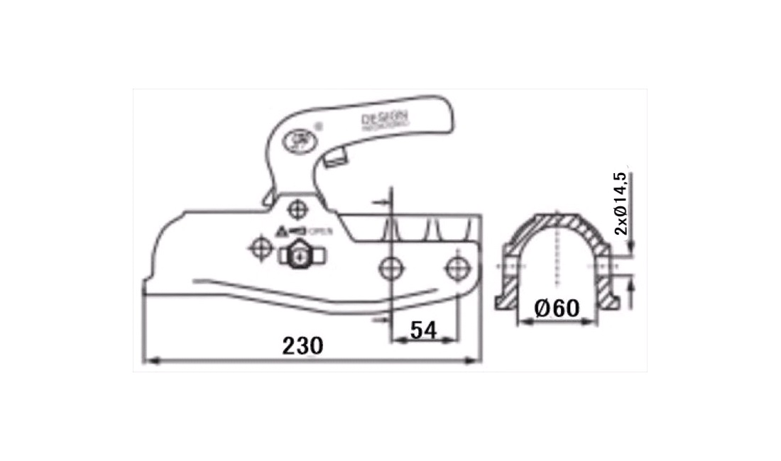 Kuglekobling 3500Kg Ø60mm SPP støbt