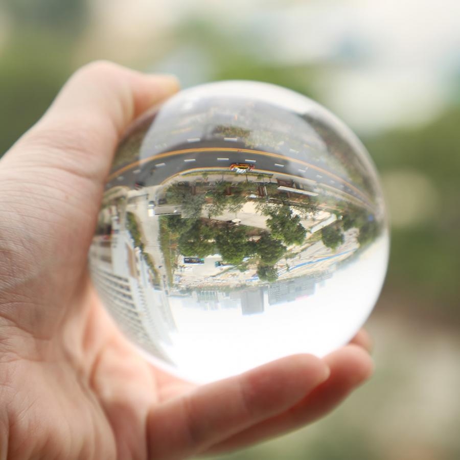 (Ø8cm) Kristall Fotografie K9 Glas Kugel mit Holzständer