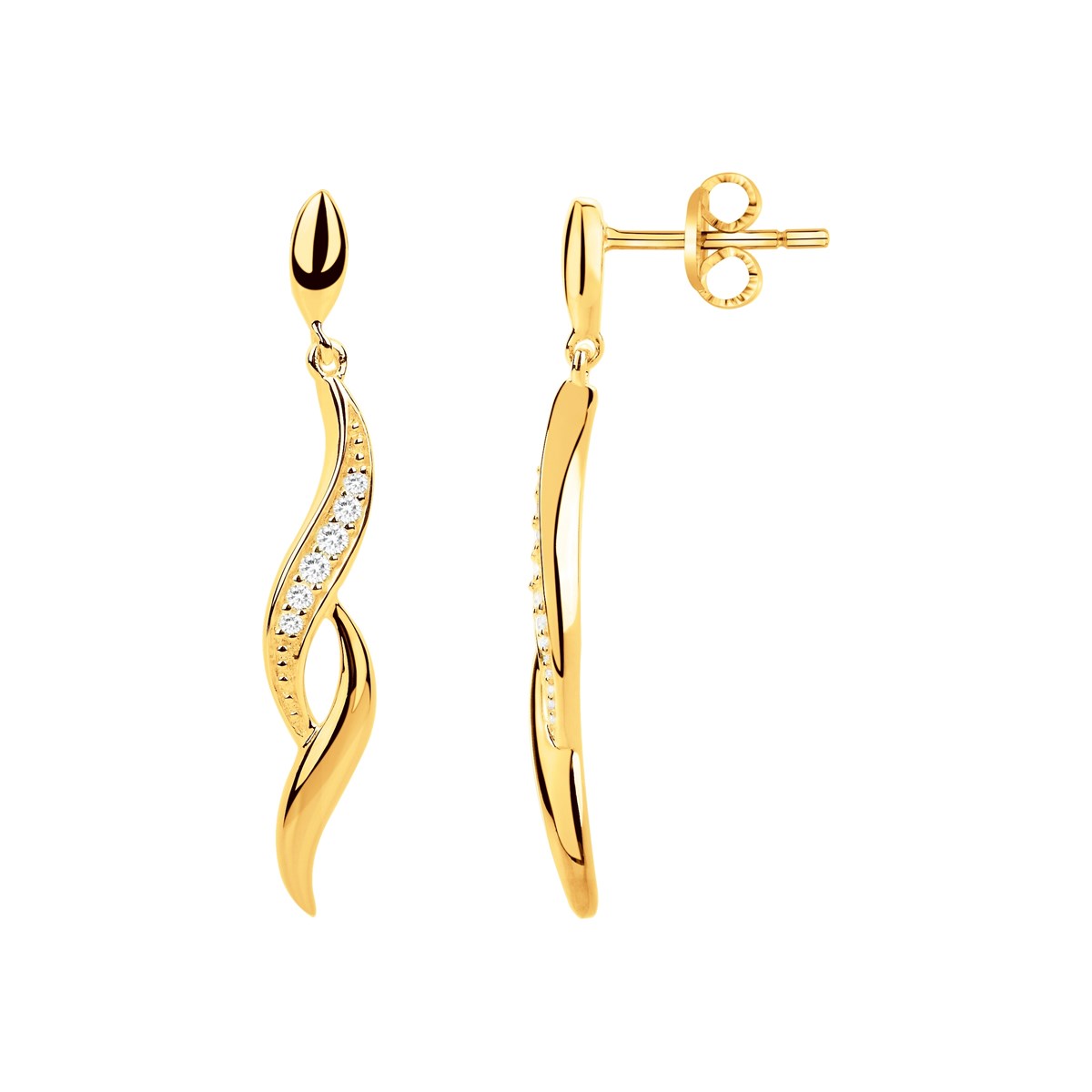Boucles d'oreilles pendantes en Plaqué Or avec oxyde de zirconium blanc
