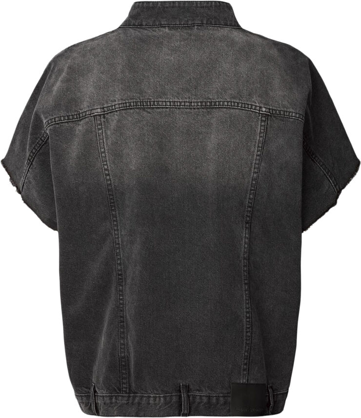 Rabens Saloner Denim vest jacket - Mir Washed black den