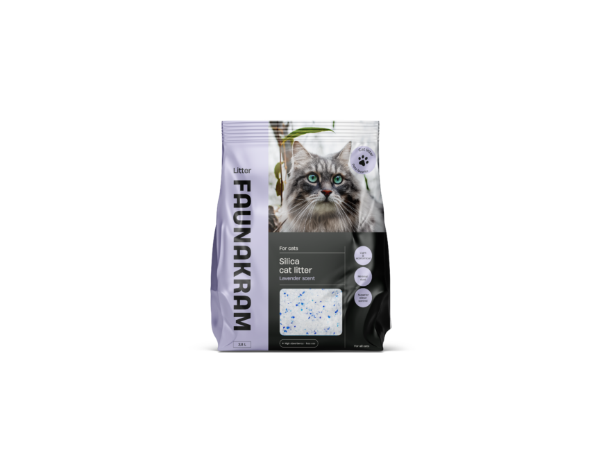Faunakram -3 x 3,8l Silica Kattegrus med Lavendel- Kattegrus Krystaller11,4 ltr totalt
