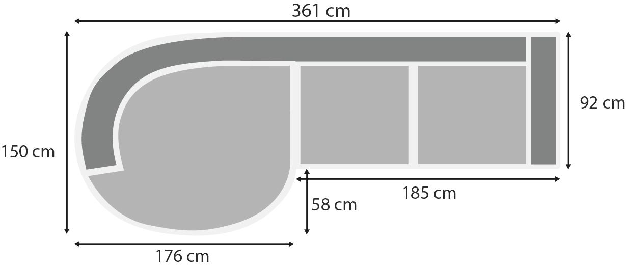 Loungebank stof Tiffany 05 Dordoni B361 x D150 x H92 cm