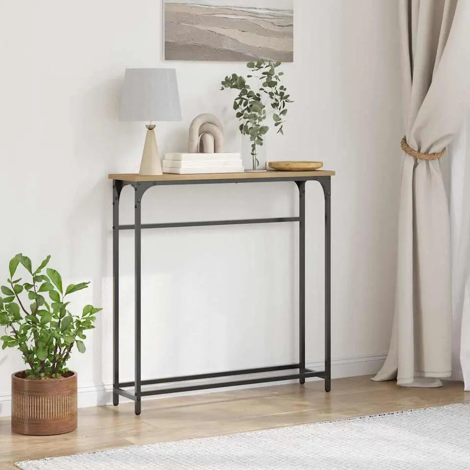 vidaXL - Sidetable - Artisanaal eiken - Gelaagd hout en metaal - 75x19.5x75 cm