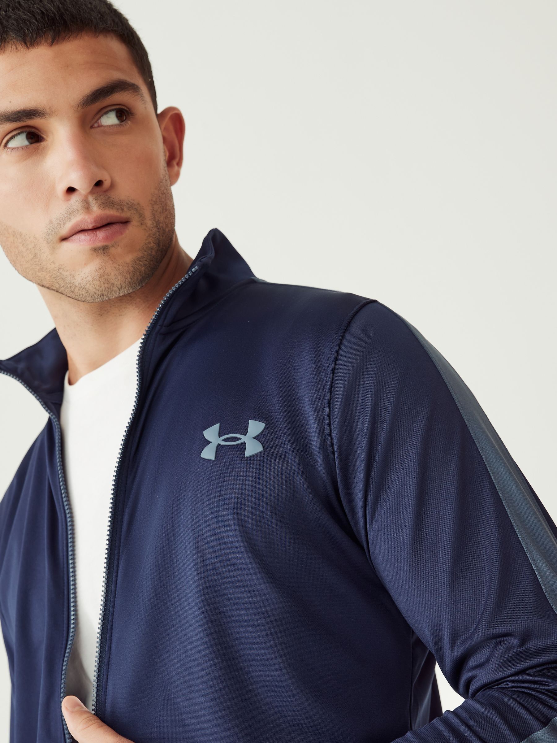 Donkerblauw/grijs - Under Armour Rival gebreid trainingspak met capuchon