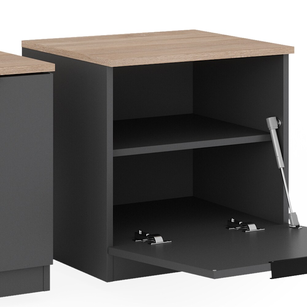 Vicco Nachttisch Betti 2er Set, 50 x 50 cm, Anthrazit Sonoma mit 1 Klappe, Schlafzimmer