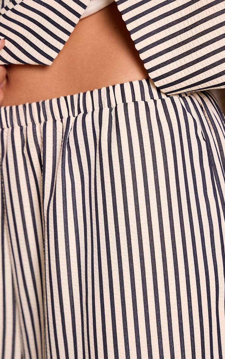 Noir Pantalon Large À Rayures Fines Ensemble Coordonné