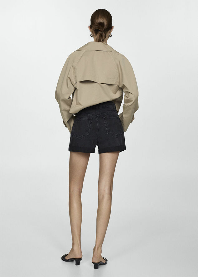 MANGO Mom-fit denim shorts Open grey