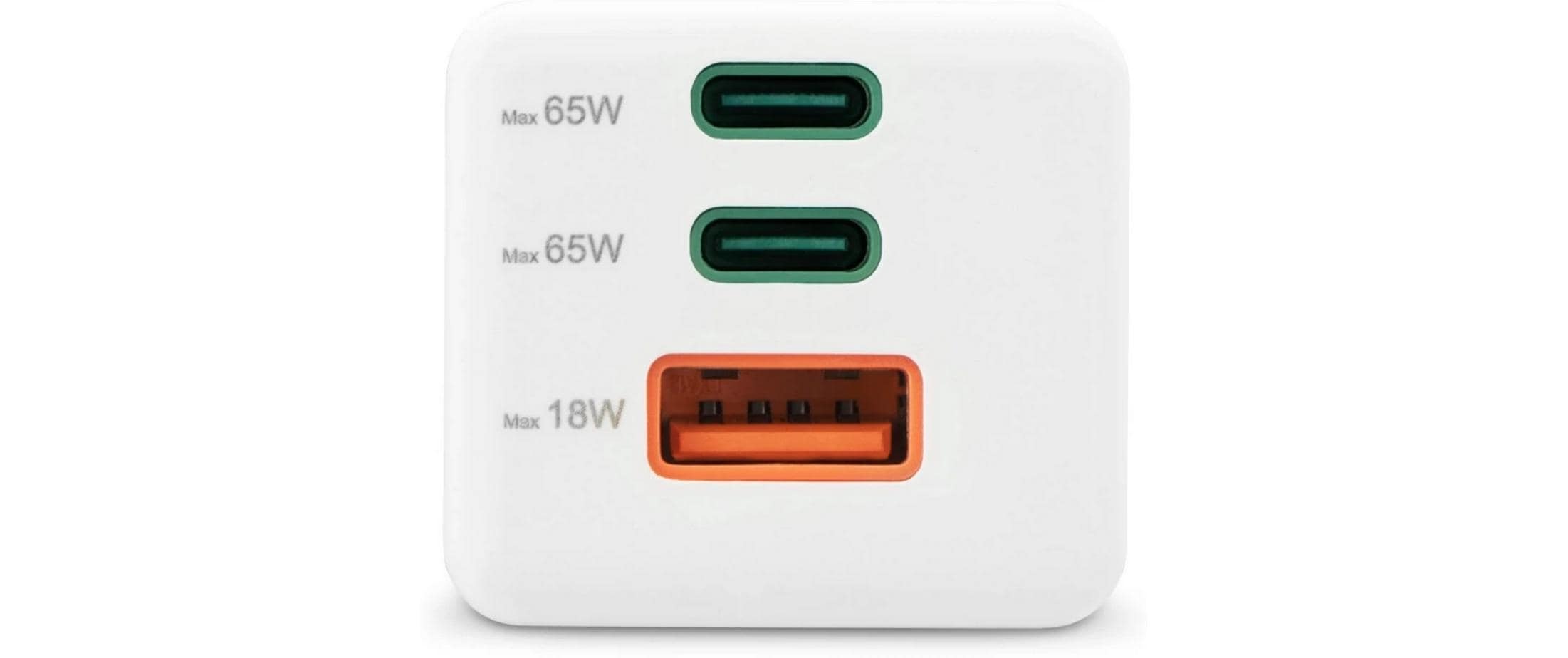 USB-Wandladegerät Gan charger 2x USB-A USB-C 65 W WeissSchnellladegerät mit 1x USB-C und 2x USB-A