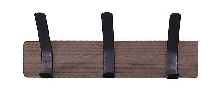 Porte-manteau à fixer Sudja 3 têtes bois et noir