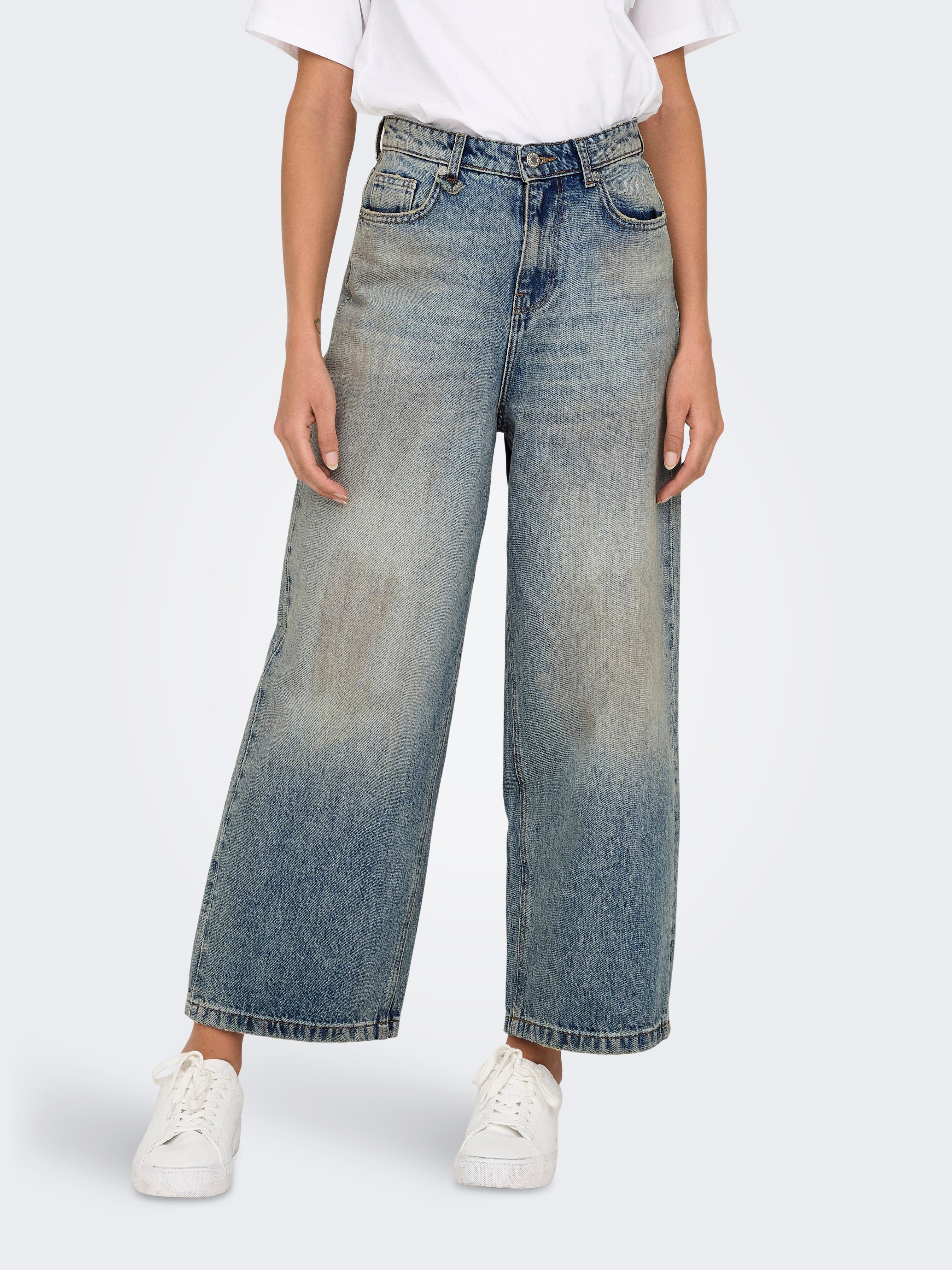 ONLLAFAYETTE Mittlere Taille Weiter Beinschnitt Jeans Light Blue Denim