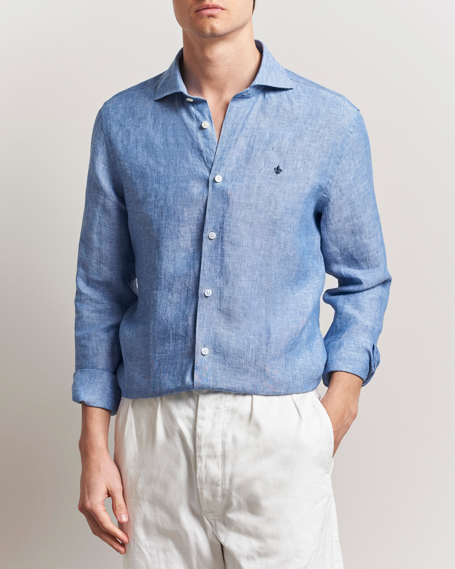 Morris Slim Fit Linen Shirt Blue