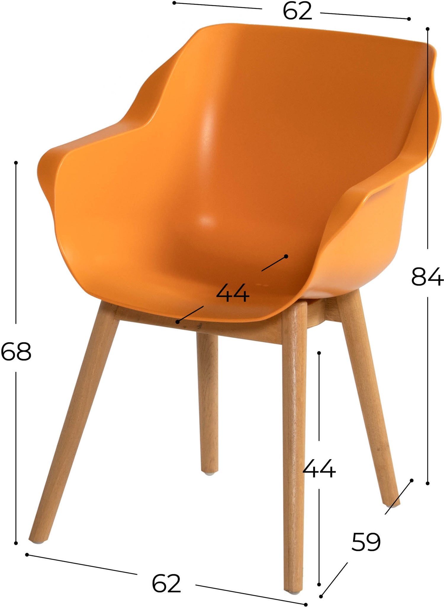 Hartman kuipstoel Sophie Studio oranje / teak