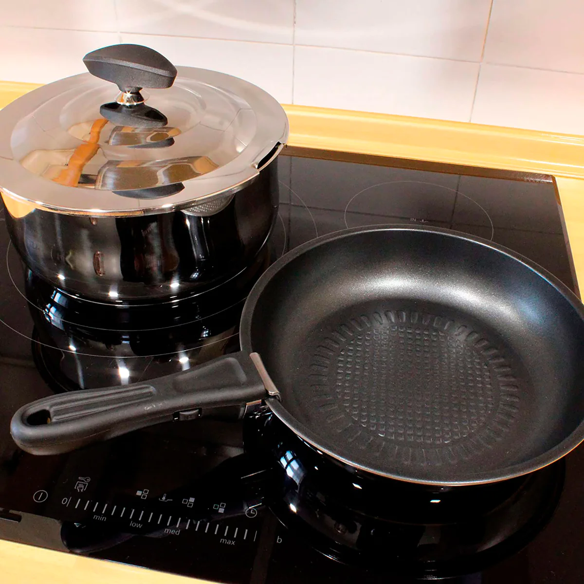 Batterie de Cuisine Induction, Poignée Amovible, 11 Pièces, Acier inox