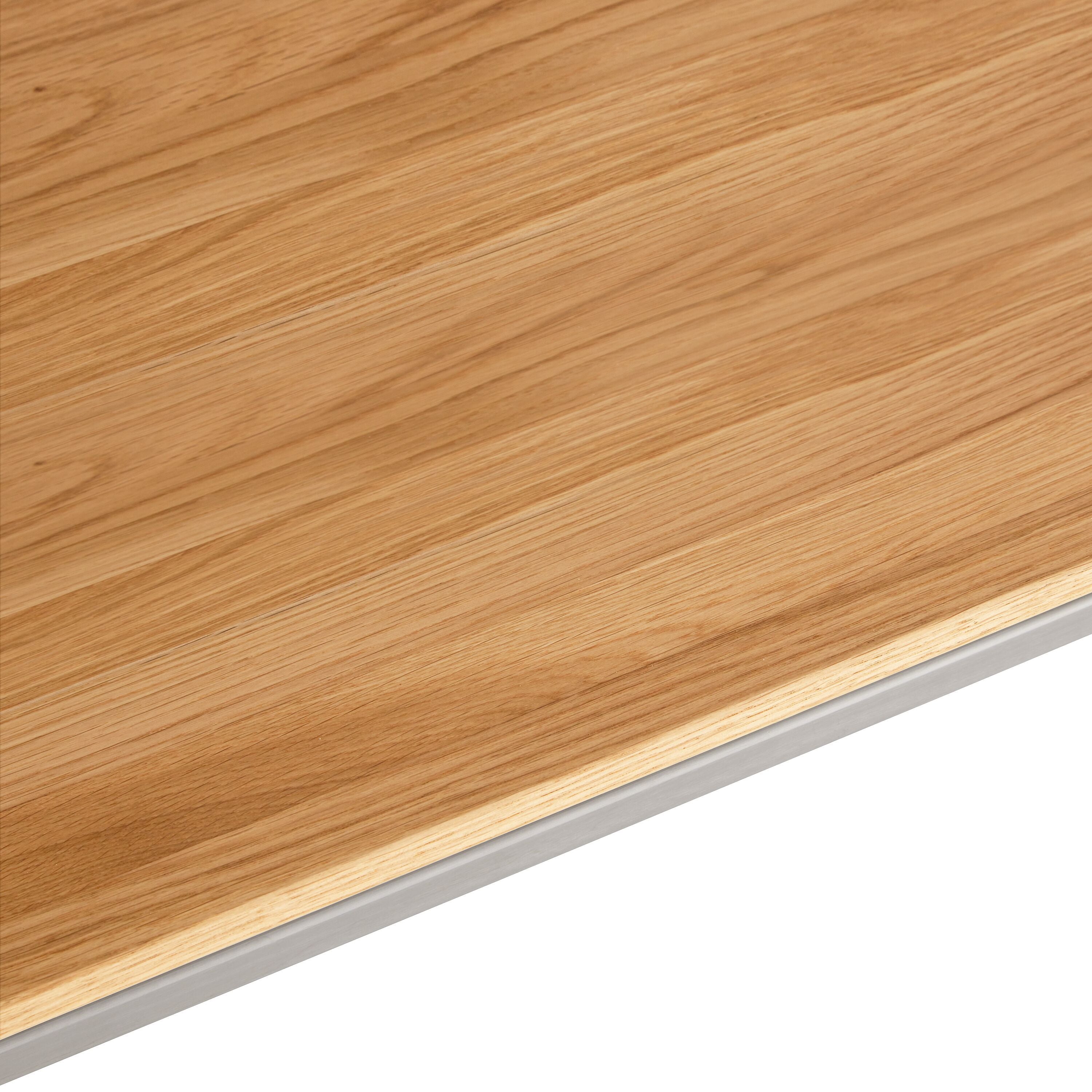 AVEA Salontisch - Eiche massiv / Edelstahl / B: 120.0 cm x T: 70.0 cm x H: 44.0 cm