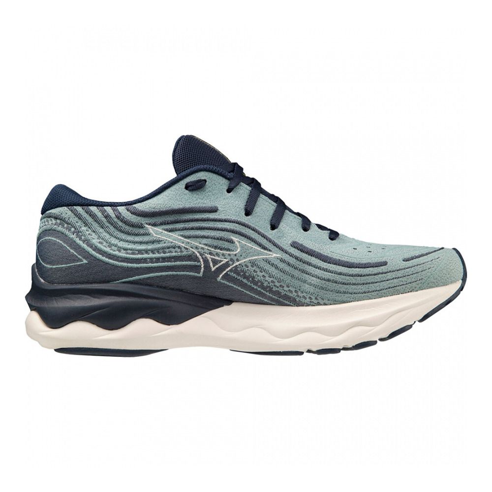 Mizuno WAVE SKYRISE 4 - Chaussures running Homme mineral blue/snow white/d.blues