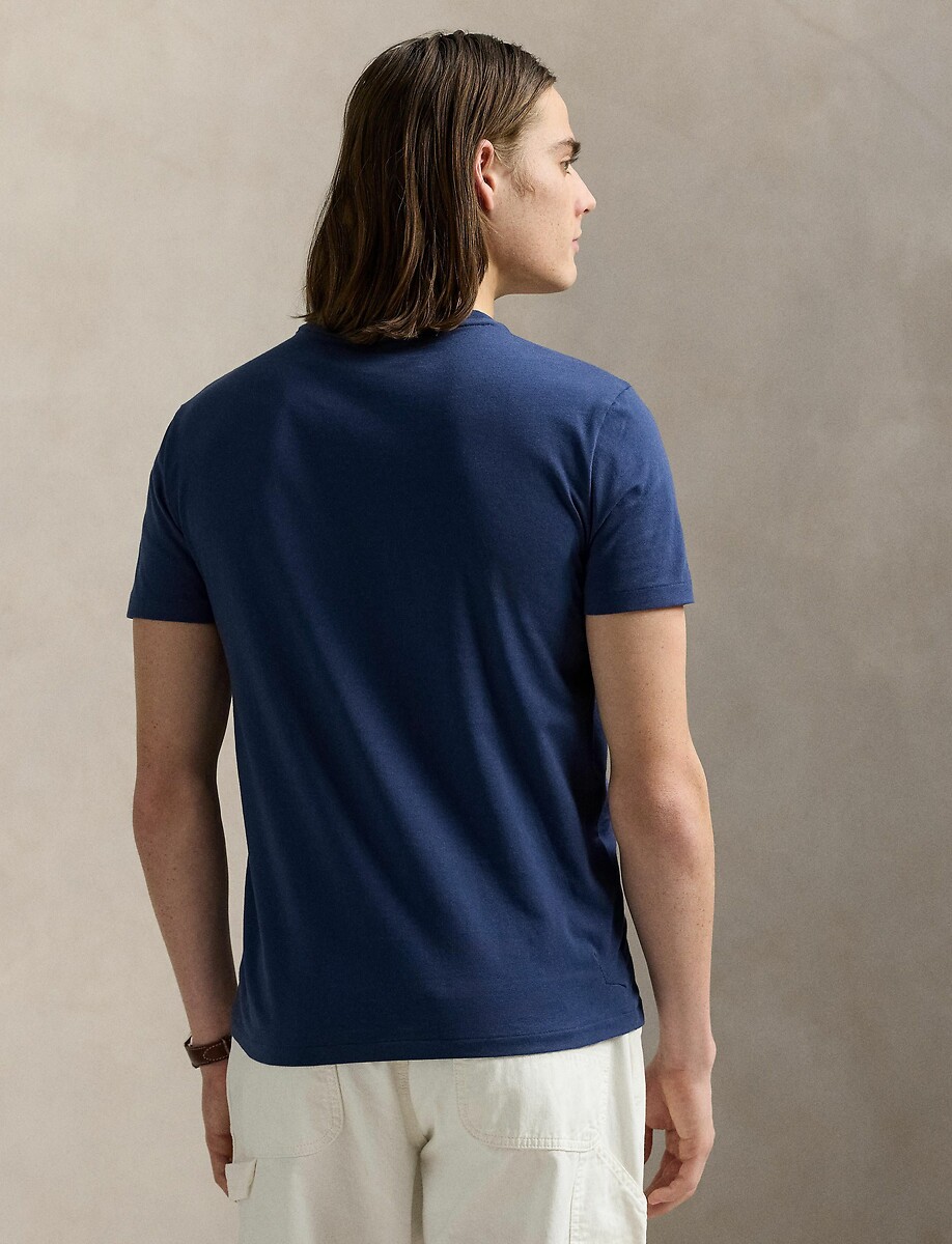 POLO RALPH LAUREN<br>Camiseta lisa de malha fina com logotipo bordado
