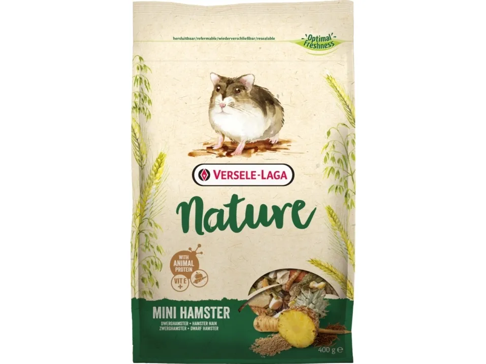 Versele-Laga Mini Hamster Nature, Snack, 400 g, Hamster, Vitamin A, vitamin D3, vitamin E, 16,5%, 7,5%