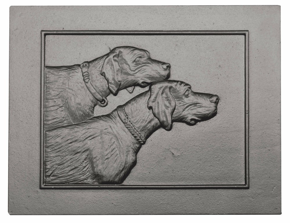 Plaque de cheminée les deux chiens grise h. 46 cm x l. 60 cm