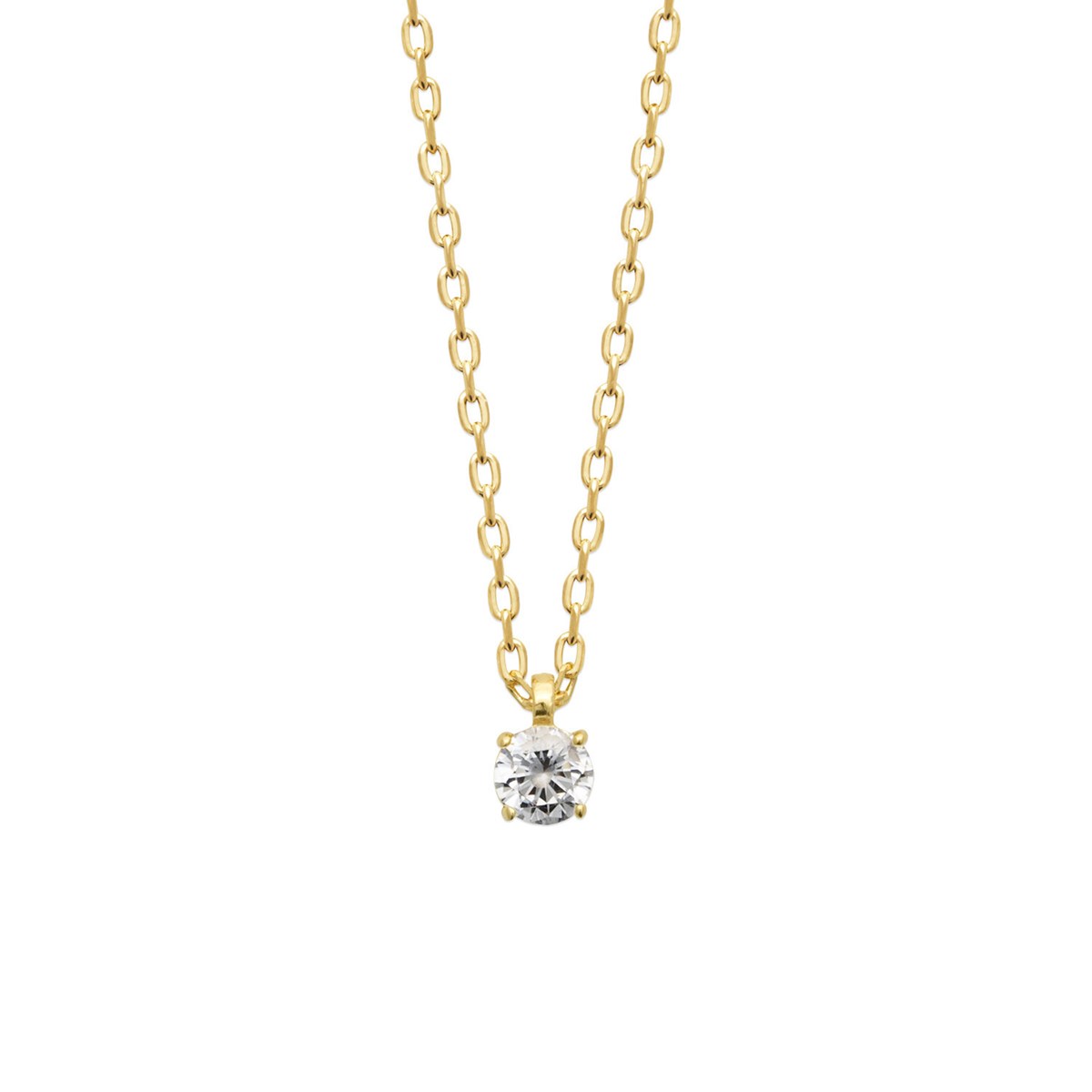 Collier Brillaxis plaqué or solitaire oxyde 4 mm