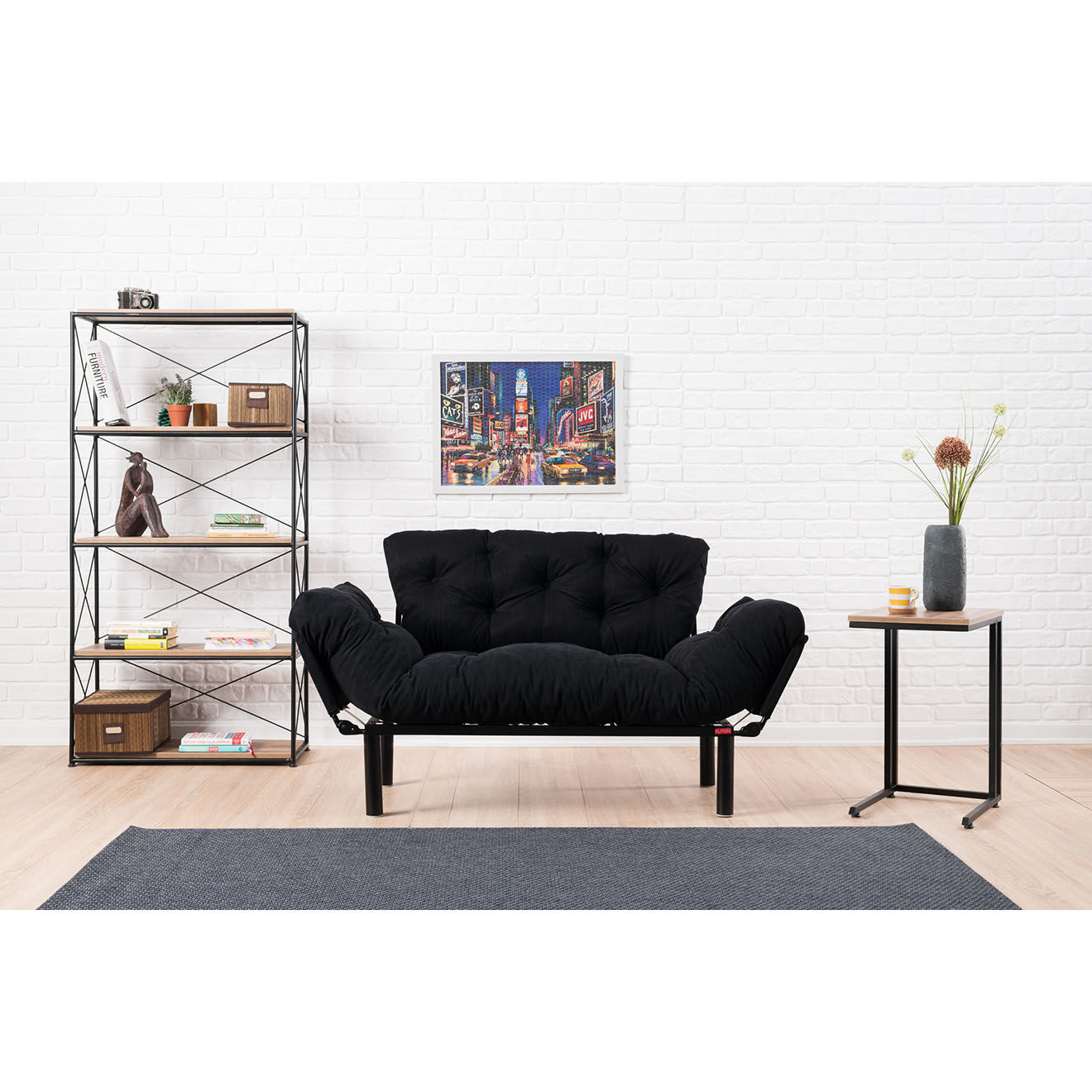 Atelier del Sofa Canapé 2 places convertible Nitta noir - 155x85x73 cm