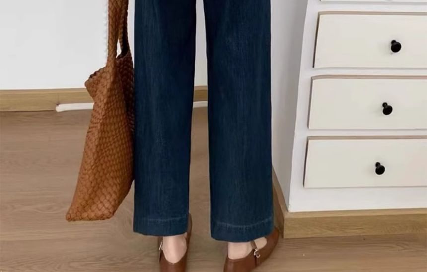 Wisjam - High Rise Plain Straight Leg Jeans