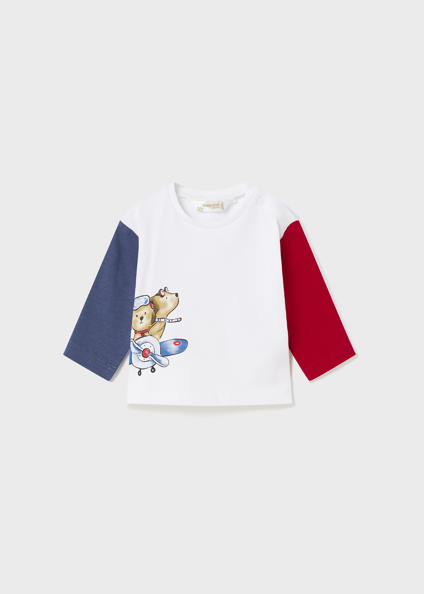 Conjunto de 2 camisetas de algodão de manga comprida para recém-nascidos.