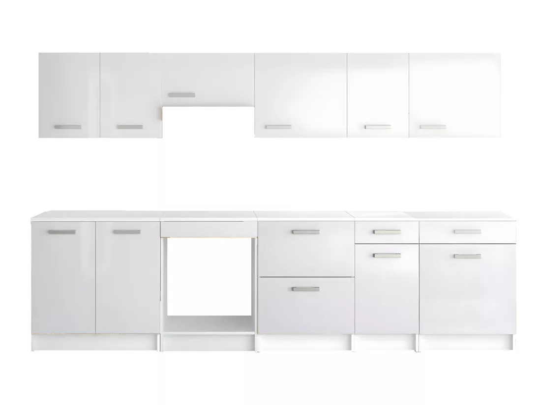 Cuisine complète - Avec plan de travail 300 cm - Blanc brillant - TRATTORIA