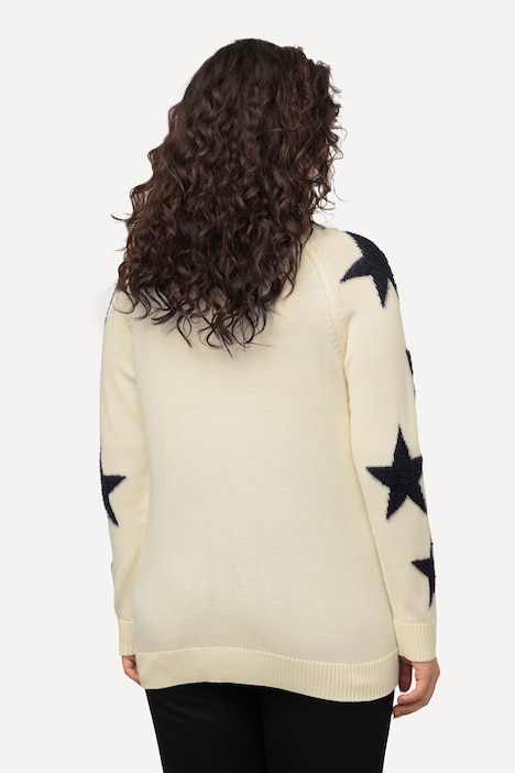 Pullover, flauschige Sterne, Rundhals, Langarm