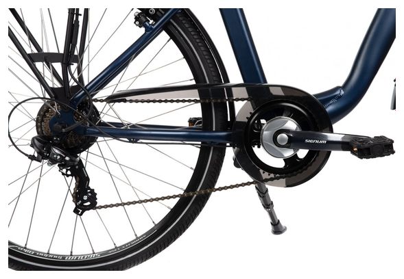 Vélo de Ville Électrique Mixte Bicyklet Claude Shimano Tourney 7V 500 Wh 700 mm Bleu Nuit Mat Marron - Produit Reconditionné