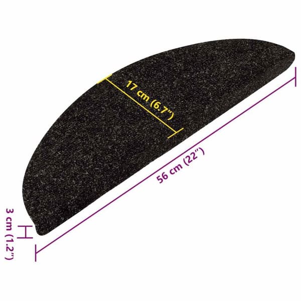 vidaXL Selvklebende trappematter 15 stk 56x17x3 cm antrasitt