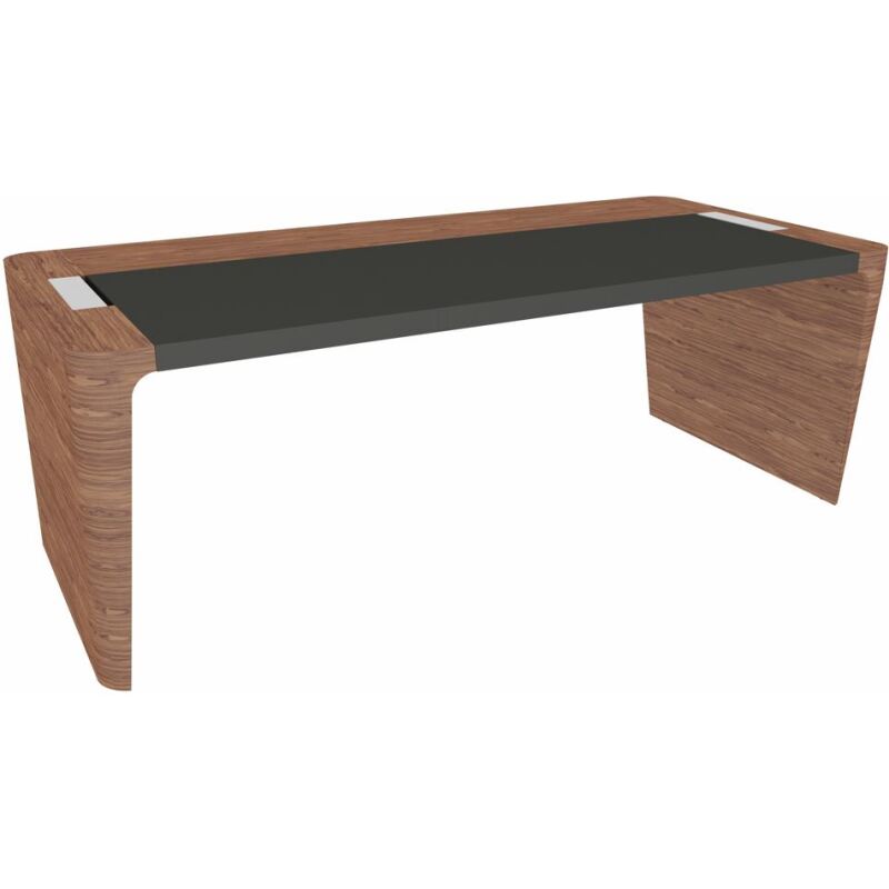 Bureau droit Direction Xennon finition placage bois L 190 cm avec sous-main en cuir
