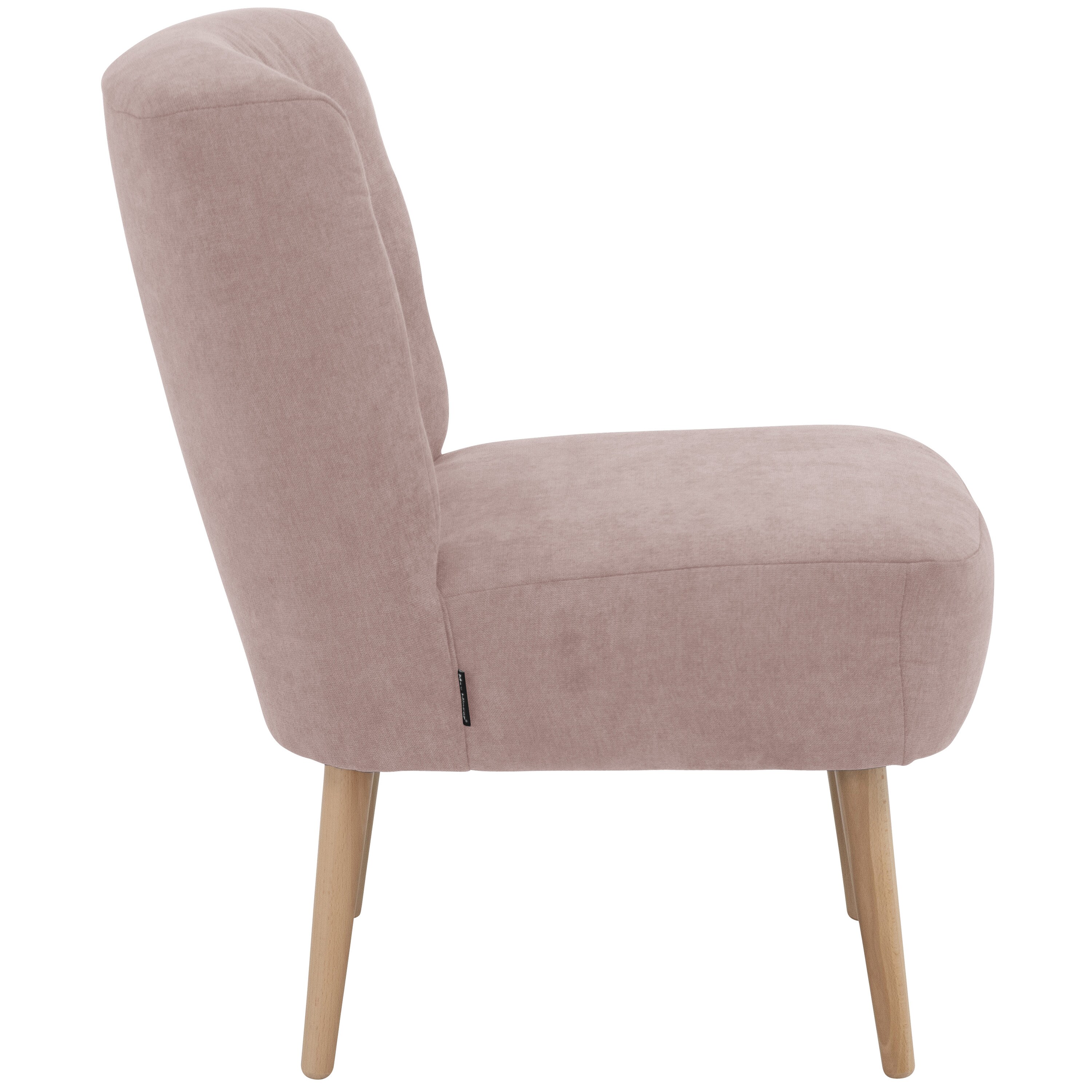 lovingHome® Sessel Fiola Velours rosé Polstersessel Stuhl Relaxsessel Füße Buche natur mittlere Sitzhärte