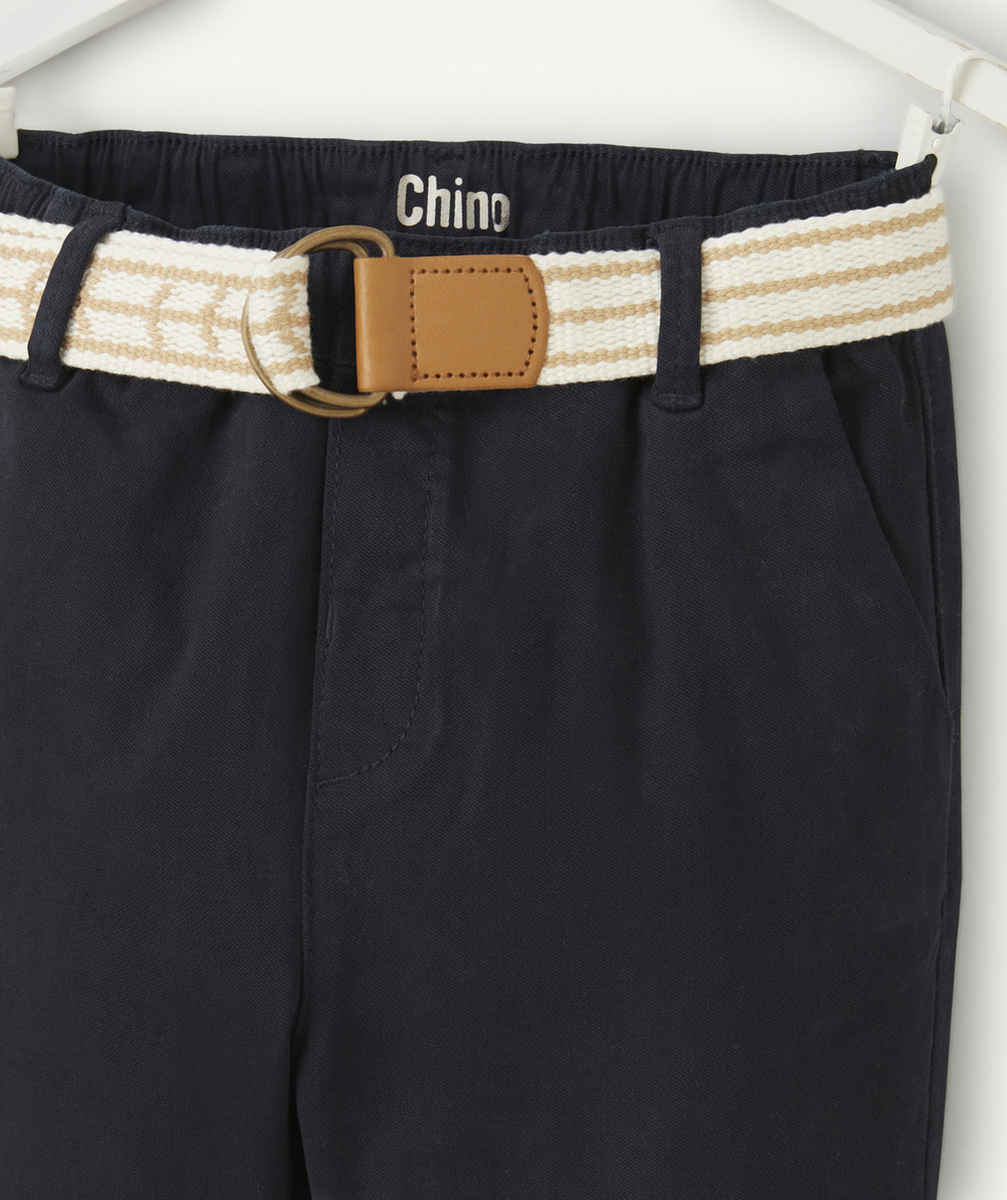 pantalon chino garçon bleu marine avec ceinture