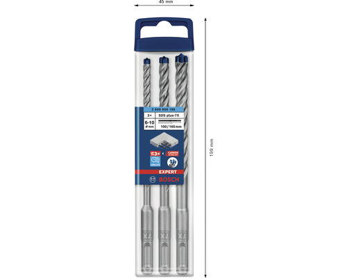 SDS-Plus steenborenset, betonboor Bosch Professional EXPERT plus-7X Ø 6 x 165 mm, 3-delig.