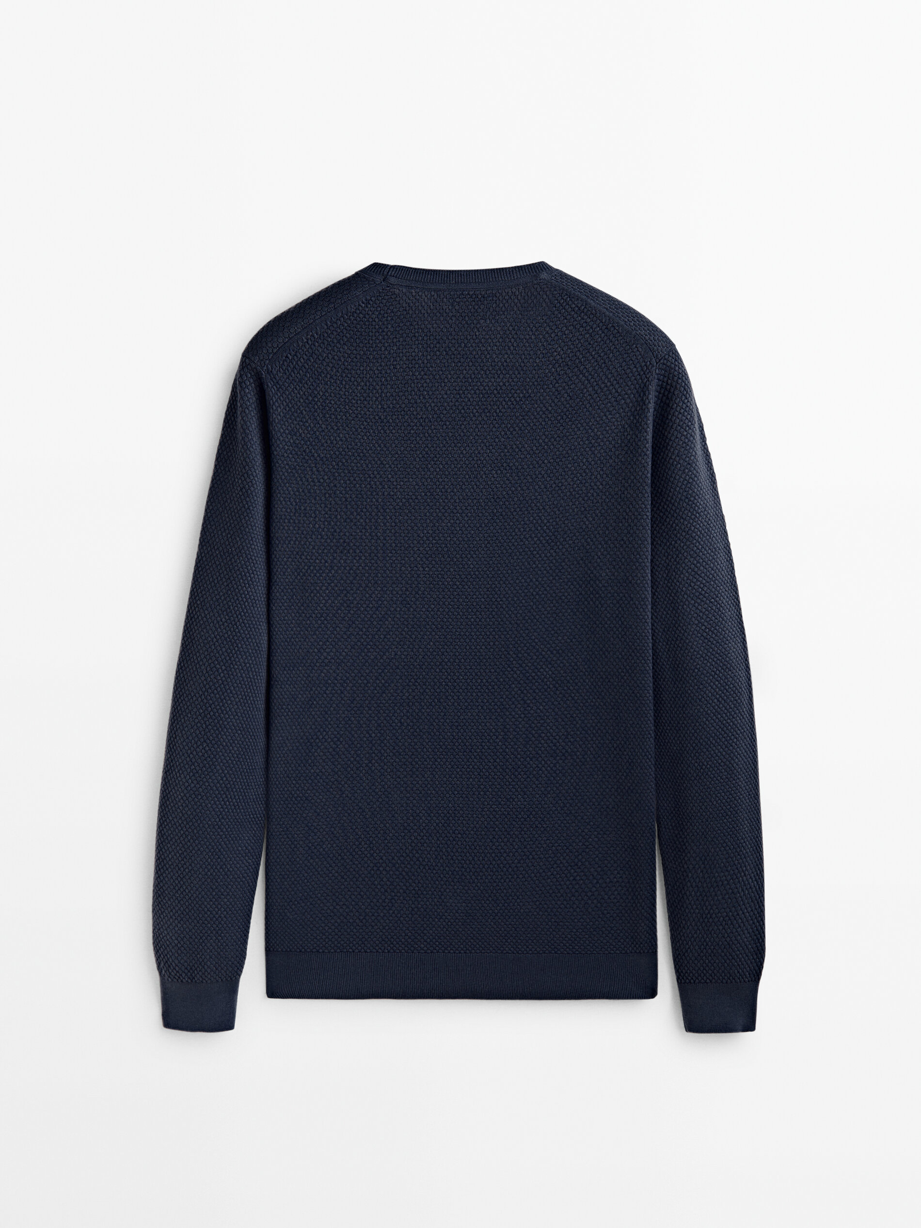 Camisa de malha com estrutura arredondada nas costas - AZUL MARINHO