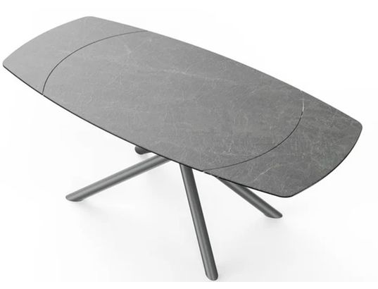 CONCEPT1 - Table Briga gris 130-190x90x76 céramique sur verre