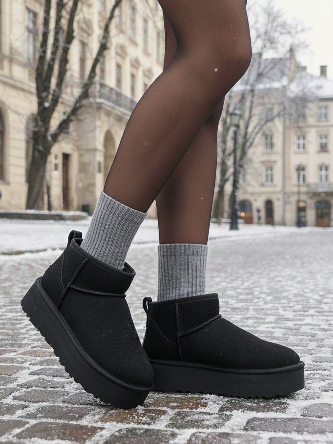 Rugged Gear Platform wool suede water resistant black