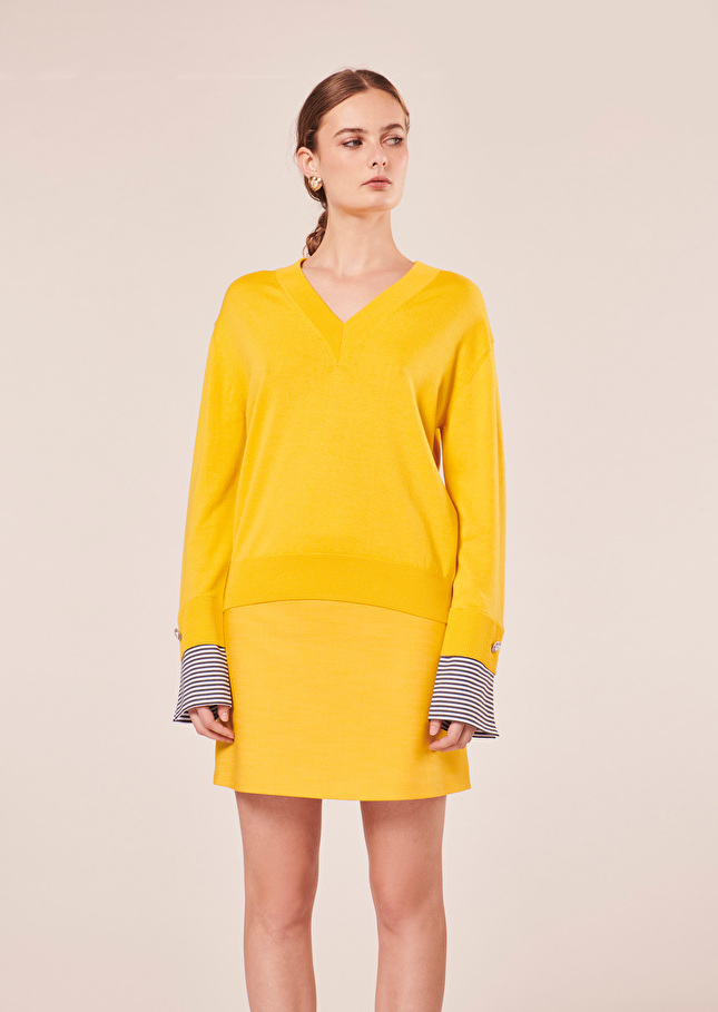 Pull Primrosejaune en coton et laine merinos extrafine